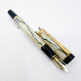 Parker Duofold International (Standard Size) Pearl & Black Fountain Pen  - Medium 18kt Gold Nib
