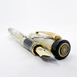 Parker Duofold International (Standard Size) Pearl & Black Fountain Pen  - Medium 18kt Gold Nib