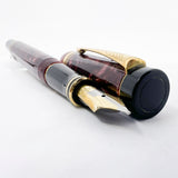 Parker Duofold International Maroon Marble Fountain Pen (Circa 1990) - Medium 18kt Gold Nib
