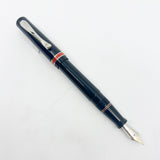 Visconti Glossy Black Resin Midnight Voyager Fountain  Pen - Two Rings of Coral Celluloid - Broad 18kt Gold Nib