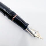 Visconti Glossy Black Resin Midnight Voyager Fountain  Pen - Two Rings of Coral Celluloid - Broad 18kt Gold Nib