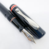 Visconti Glossy Black Resin Midnight Voyager Fountain  Pen - Two Rings of Coral Celluloid - Broad 18kt Gold Nib