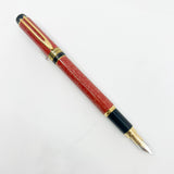 Waterman Patrician Red Coral Marble Fountain Pen- Fine 18kt Gold  Nib