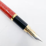 Waterman Patrician Red Coral Marble Fountain Pen- Fine 18kt Gold  Nib