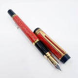 Waterman Patrician Red Coral Marble Fountain Pen- Fine 18kt Gold  Nib