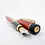 Waterman Patrician Red Coral Marble Fountain Pen- Fine 18kt Gold  Nib