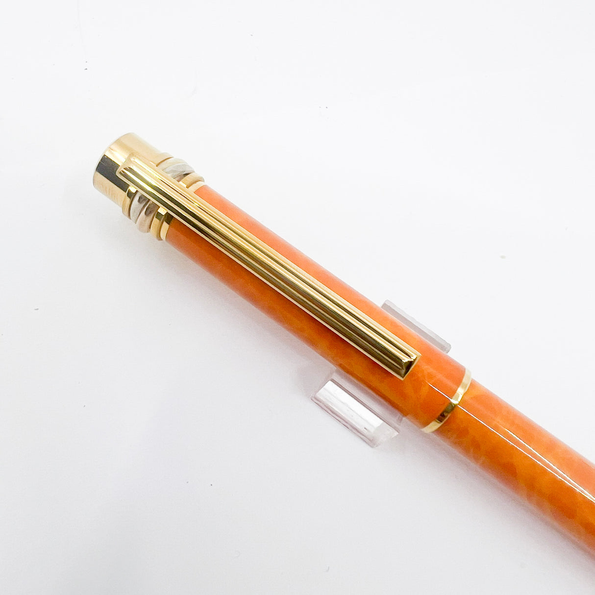 Cartier  Marbled Orange Must de Cartier Fountain Pen - Fine 18kt Gold Nib - RARE & SOUGHT AFTER!