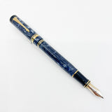Parker Centennial (Largest Size) Duofold Blue Marble Fountain Pen - Early #31 Fine 14kt Gold Nib - Circa 1988