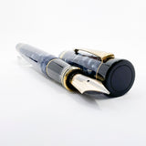 Parker Centennial (Largest Size) Duofold Blue Marble Fountain Pen - Early #31 Fine 14kt Gold Nib - Circa 1988