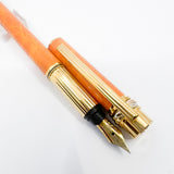 Cartier  Marbled Orange Must de Cartier Fountain Pen - Fine 18kt Gold Nib - RARE & SOUGHT AFTER!