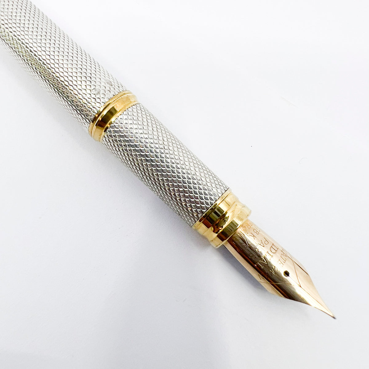 Waterman Gentleman Sterling Silver Barleycorn Pattern Fountain Pen - Extra Fine 18kt Gold Nib