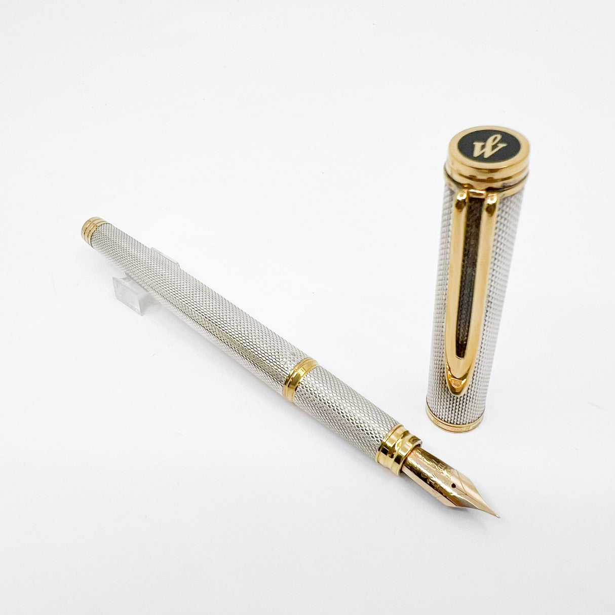 Waterman Gentleman Sterling Silver Barleycorn Pattern Fountain Pen - Extra Fine 18kt Gold Nib