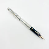 Sheaffer Full-Size Targa Sterling Silver Etched Vertical Stripes Fountain Pen - Medium 14kt Gold Nib