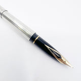 Sheaffer Full-Size Targa Sterling Silver Etched Vertical Stripes Fountain Pen - Medium 14kt Gold Nib