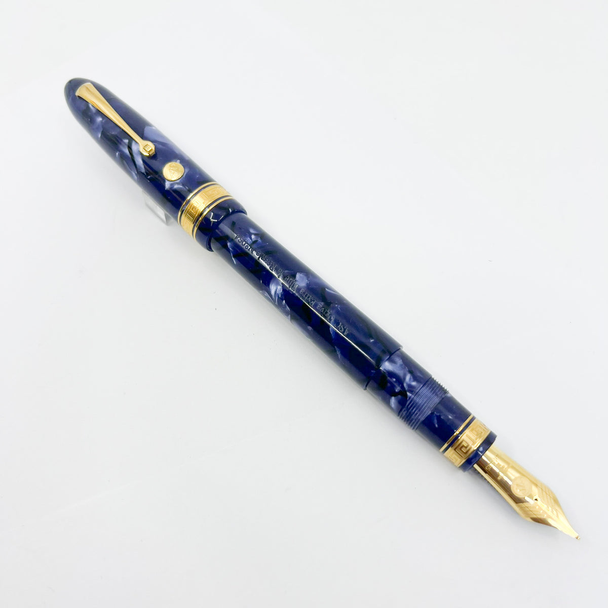 Armando Simoni Club Ogiva Extra Blue La Royale Celluloid Gold trim - Circa 2017 - Medium Magic Flex 14kt Gold Nib