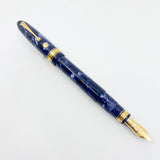 Armando Simoni Club Ogiva Extra Blue La Royale Celluloid Gold trim - Circa 2017 - Medium Magic Flex 14kt Gold Nib