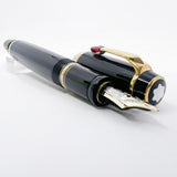 Montblanc Boheme Retractable Black Resin Fountain Pen - Red Stone in Clip - Medium 14kt Gold Nib
