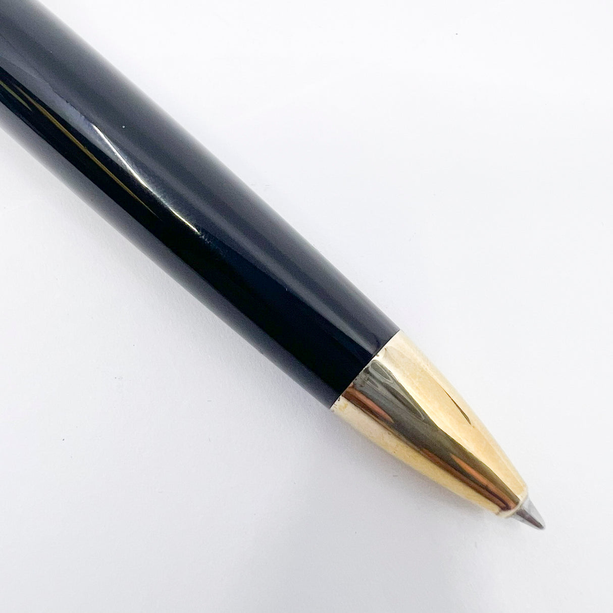 Michel Perchin Limited Edition Black & Vermeil Executive Ballpoint Pen with Red Guilloche Enamelwork on Crown