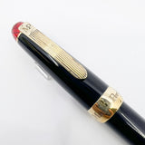 Michel Perchin Limited Edition Black & Vermeil Executive Ballpoint Pen with Red Guilloche Enamelwork on Crown