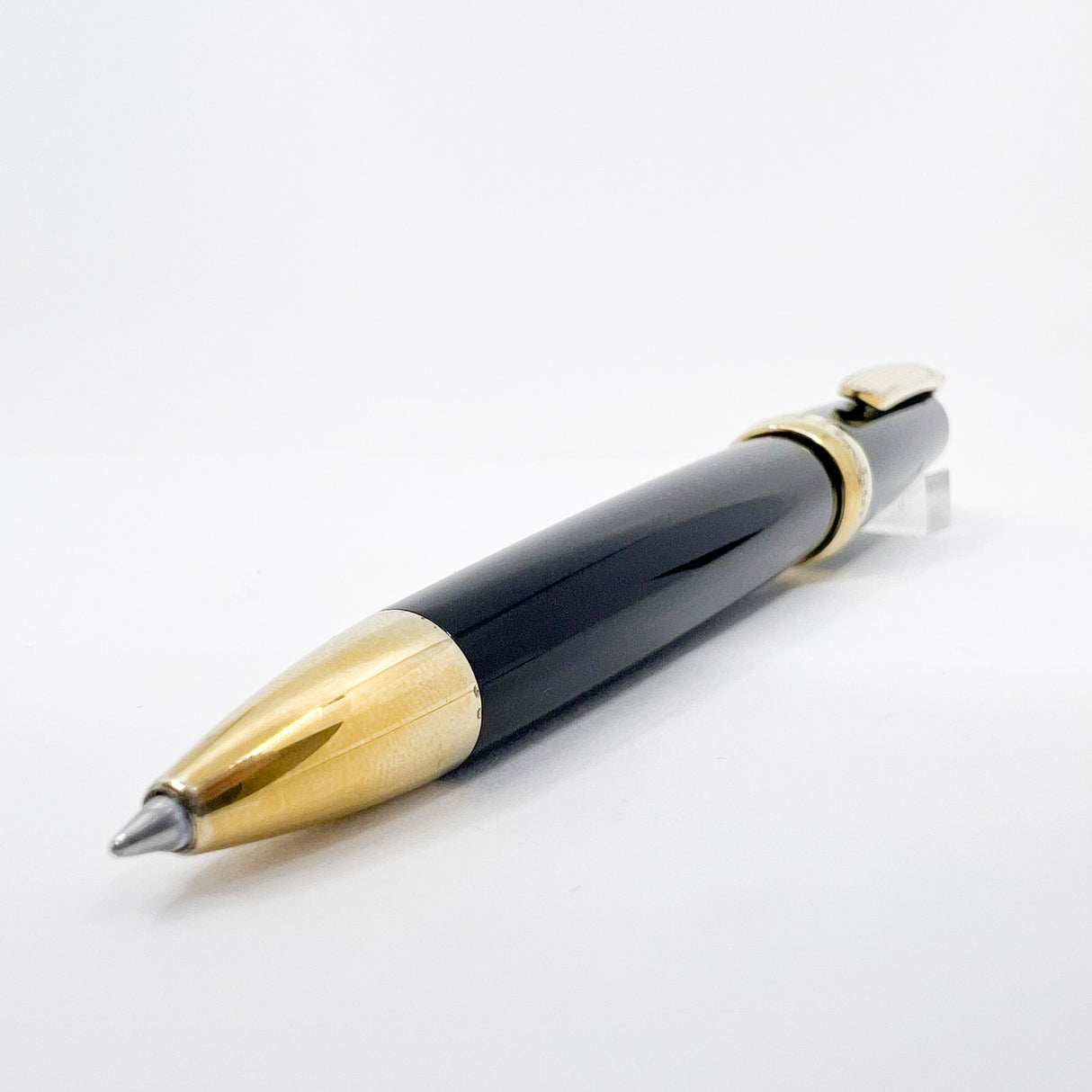 Michel Perchin Limited Edition Black & Vermeil Executive Ballpoint Pen with Red Guilloche Enamelwork on Crown
