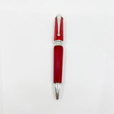 Montegrappa Espressione  Lustrous Red Celluloid Facetted Ballpoint Pen - Sterling Silver Clip and Trim