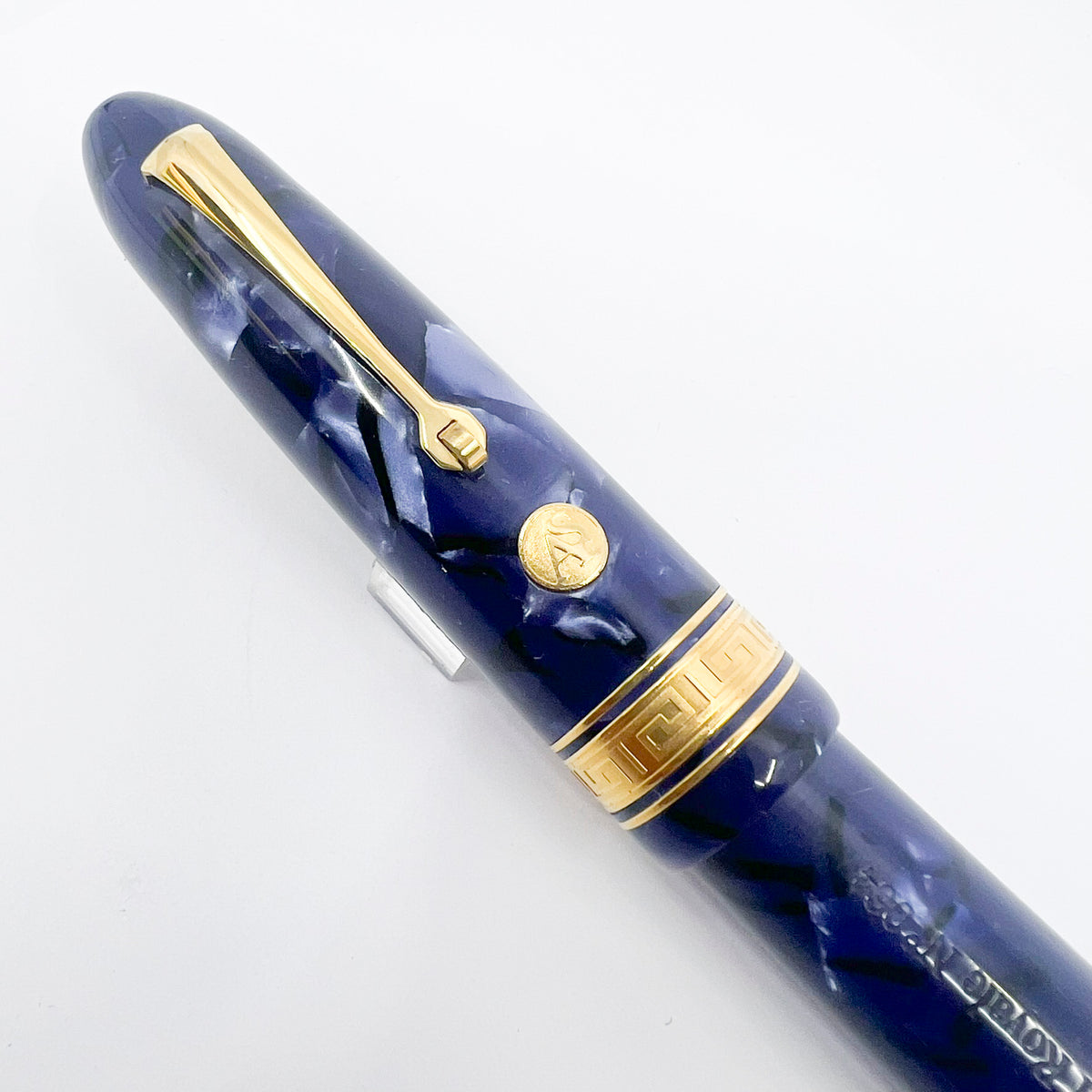 Armando Simoni Club Ogiva Extra Blue La Royale Celluloid Gold trim - Circa 2017 - Medium Magic Flex 14kt Gold Nib