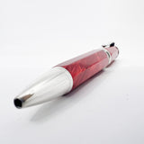 Montegrappa Espressione  Lustrous Red Celluloid Facetted Ballpoint Pen - Sterling Silver Clip and Trim