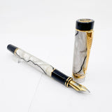 Parker Duofold International  Lustrous Pearl & Black Fountain Pen - Medium 18kt Gold Nib