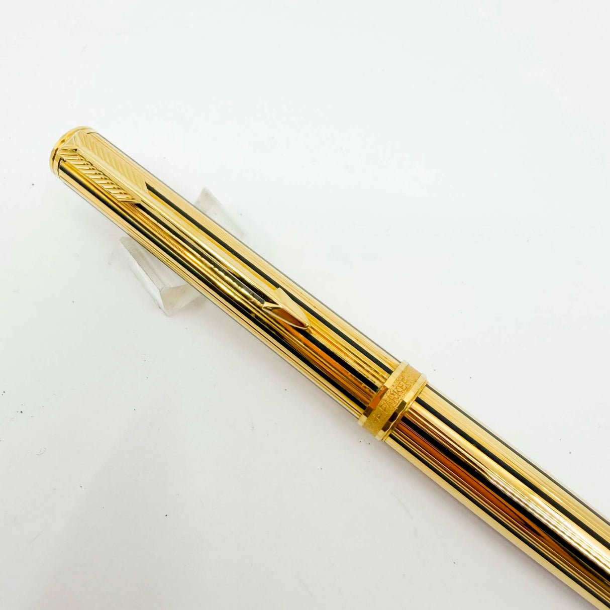 Parker Premier "Athenes" Gold-Plated/Black Lacquered Lines Ballpoint  Pen - Circa 1980's