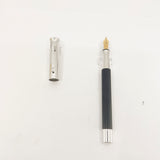 Graf Von Faber Castell Black Resin Guilloche Fountain Pen - Broad 18kt Gold Nib