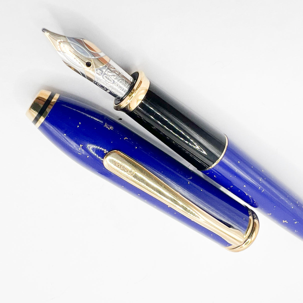 Cross Townsend Blue Lapis Lazuli/ 22K Gold Dust Fountain Pen - Medium  18kt Kt Gold Nib