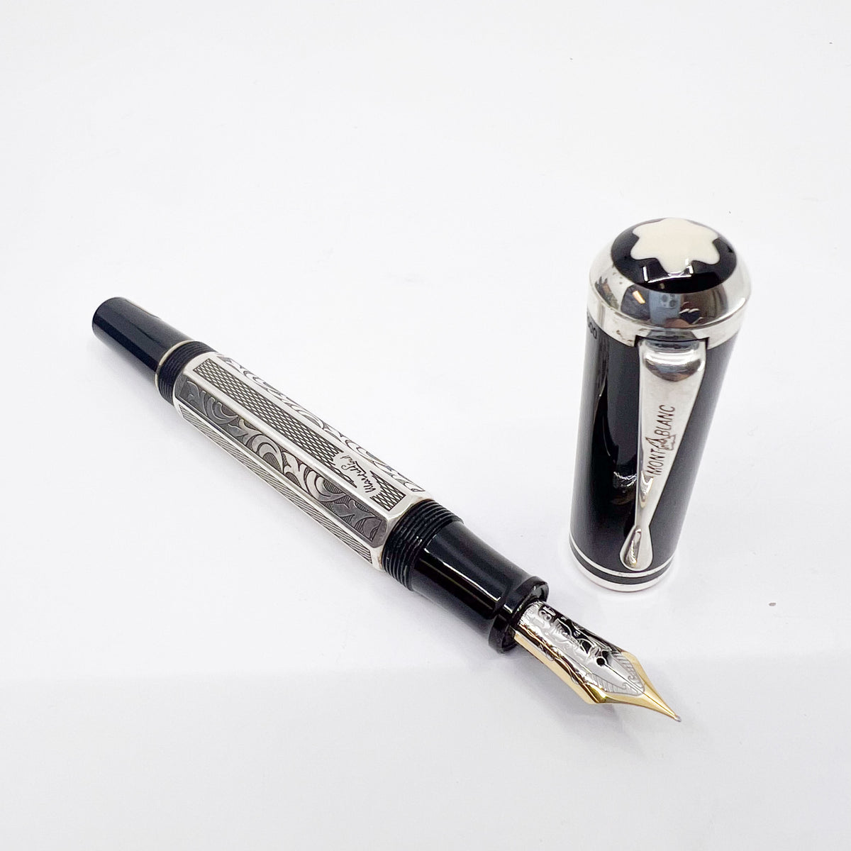 Montblanc Marcel Proust Sterling Silver Writer Series Fountain Pen - Fine 18kt Gold Nib
