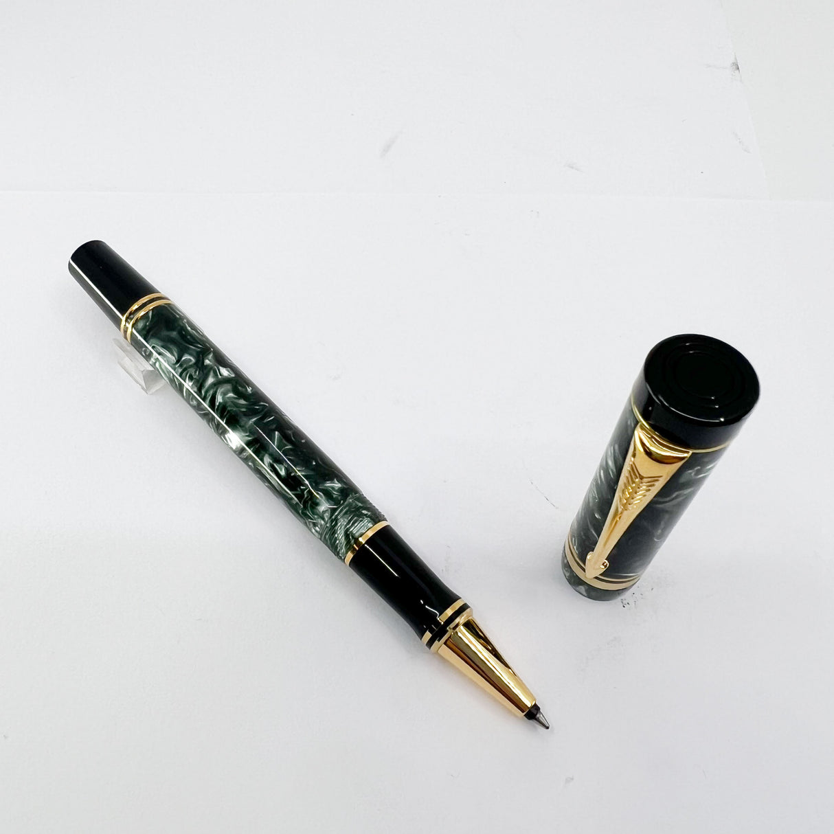 Parker Duofold Marbled Green Rollerball (Circa 1990)