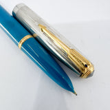 Parker 51 Special Edition Sterling Silver & Vista Blue Fountain Pen - Medium 18kt Gold  Nib