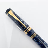 Parker International Duofold Blue Marble Fountain Pen - Broad 18kt Gold Nib