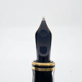Parker Duofold Centennial (Largest) Marbled Blue Fountain Pen - Double Broad Oblique #91 18kt Gold Nib