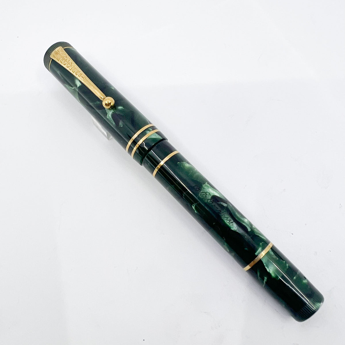 OMAS E.E. Ercolessi Marbled Green Celluloid Limited Edition Fountain Pen - Broad 18kt Gold Nib