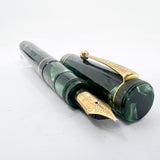 OMAS E.E. Ercolessi Marbled Green Celluloid Limited Edition Fountain Pen - Broad 18kt Gold Nib