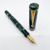 OMAS E.E. Ercolessi Marbled Green Celluloid Limited Edition Fountain Pen - Broad 18kt Gold Nib