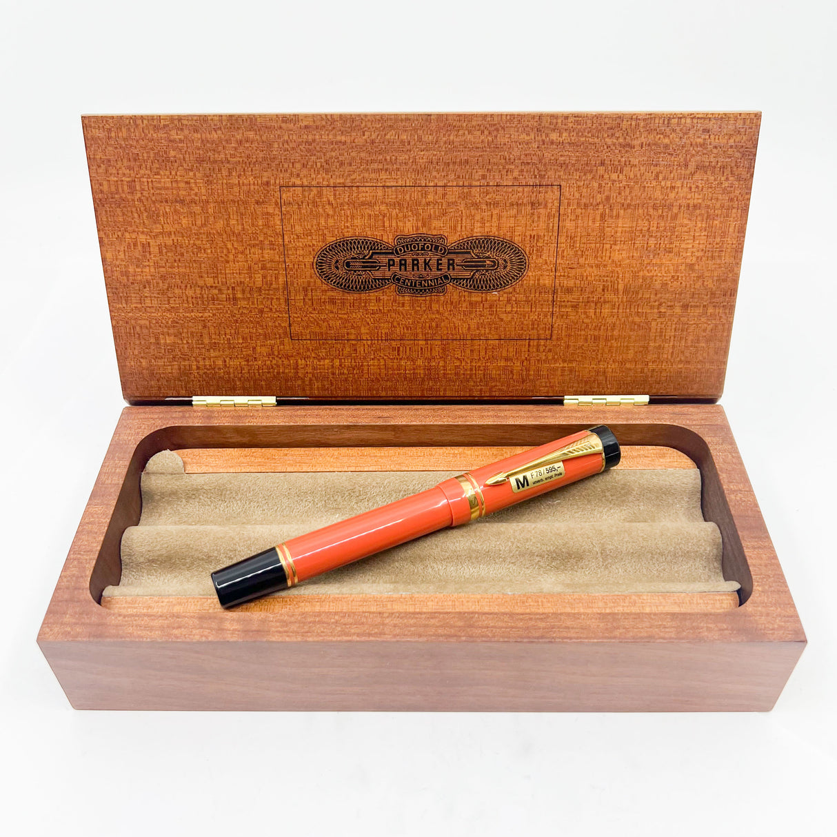 Parker Iconic "Big Red" (Orange) Duofold Centennial (Largest Size) Fountain Pen - Medium 18kt Gold Nib (Circa 1995)