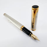 Waterman L'Etalon Beautiful Sterling Silver Basket Weave Design Fountain Pen- Fine 18kt Gold Nib