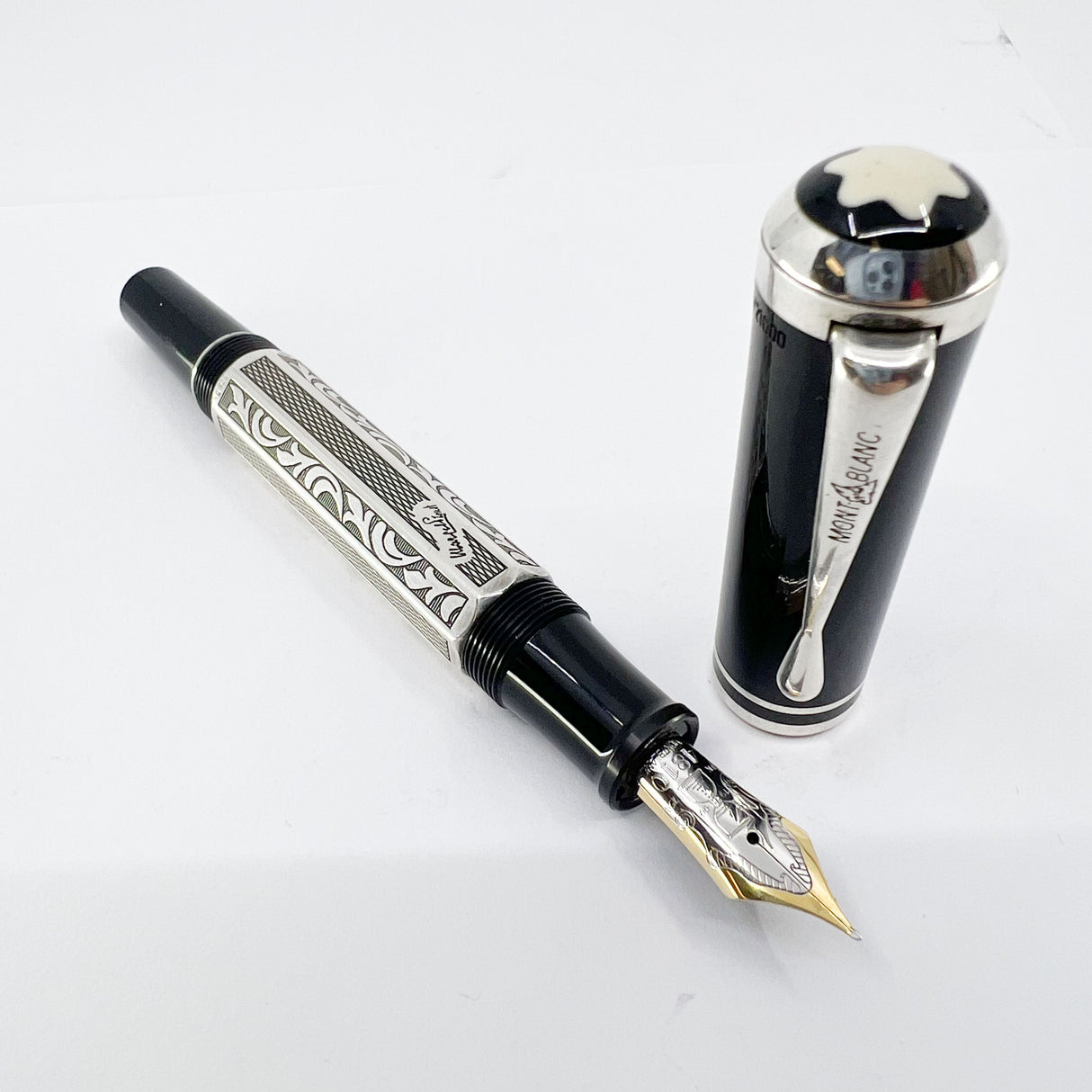 Montblanc Marcel Proust Writer Series Sterling Silver Fountain Pen - Fine 18kt Gold Nib
