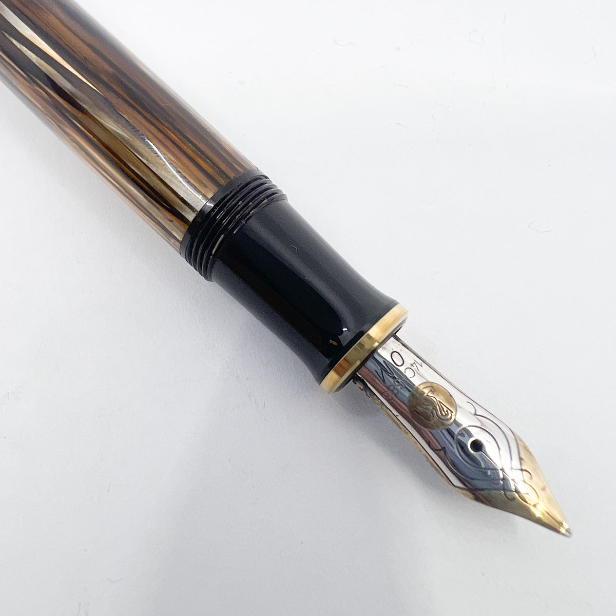 Pelikan M400 Tortoise Brown Fountain Pen -  Medium Oblique 14kt Gold Nib