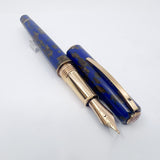 Visconti "Caesar's Firenze" Blue & Gold "Titanic" Celluloid Limited Edition Fountain Pen -  Flexible Medium 18kt Gold Nib