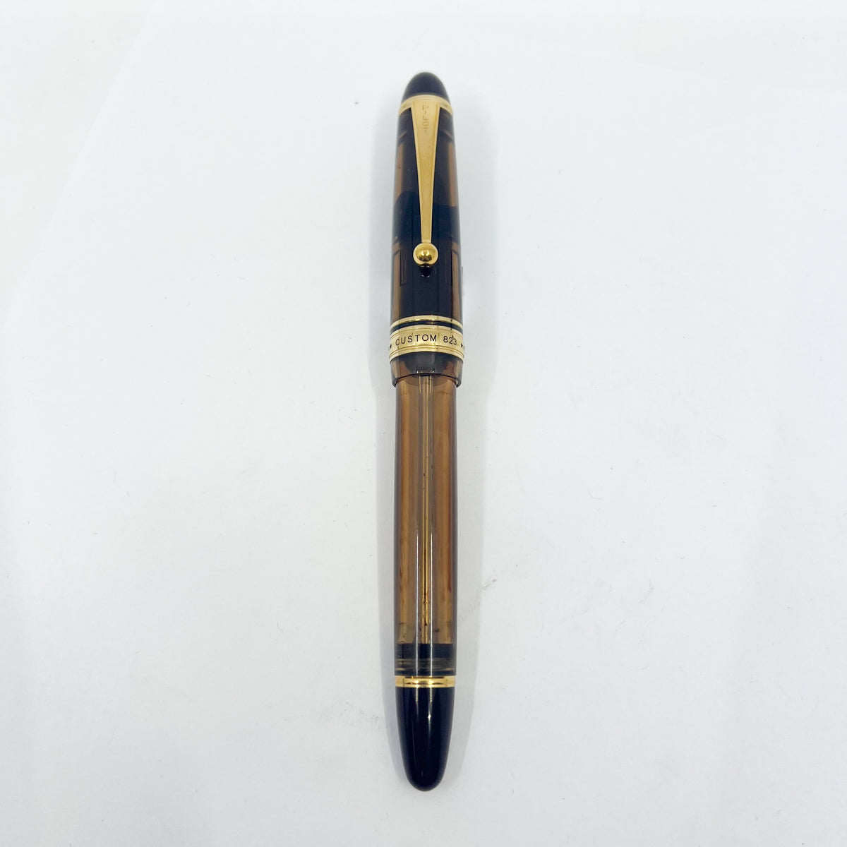 Pilot Custom 823 Clear Amber Piston Fill Fountain Pen - Medium 14Kt Gold Nib