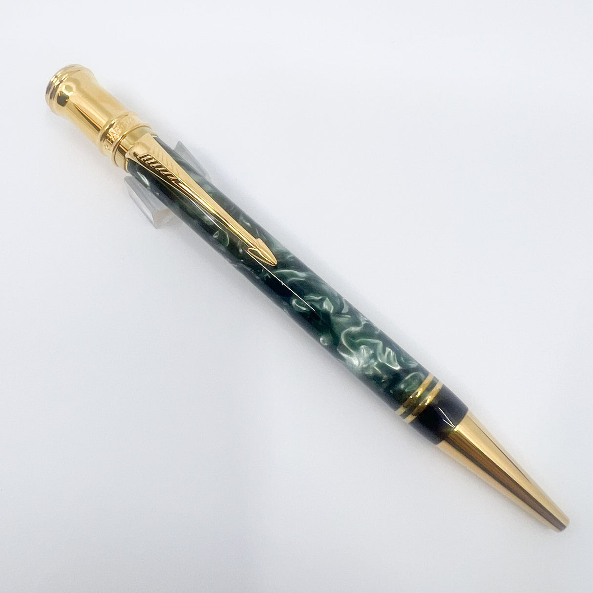 Parker Duofold  Marble Green Ballpoint Pen - Circa 1991
