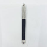 S. T. Dupont Orpheo Fountain Pen - Palladium Plated Cap - Textured Leather Barrel -  Medium 18kt Gold Nib