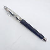 S. T. Dupont Orpheo Fountain Pen - Palladium Plated Cap - Textured Leather Barrel -  Medium 18kt Gold Nib