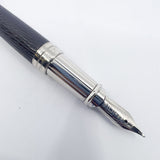 S. T. Dupont Orpheo Fountain Pen - Palladium Plated Cap - Textured Leather Barrel -  Medium 18kt Gold Nib