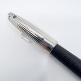 S. T. Dupont Orpheo Fountain Pen - Palladium Plated Cap - Textured Leather Barrel -  Medium 18kt Gold Nib